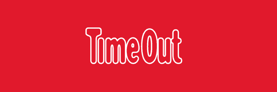 Logo of "TimeOut" in white text on a red background.