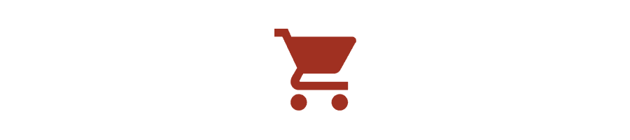Shopping cart icon in red.